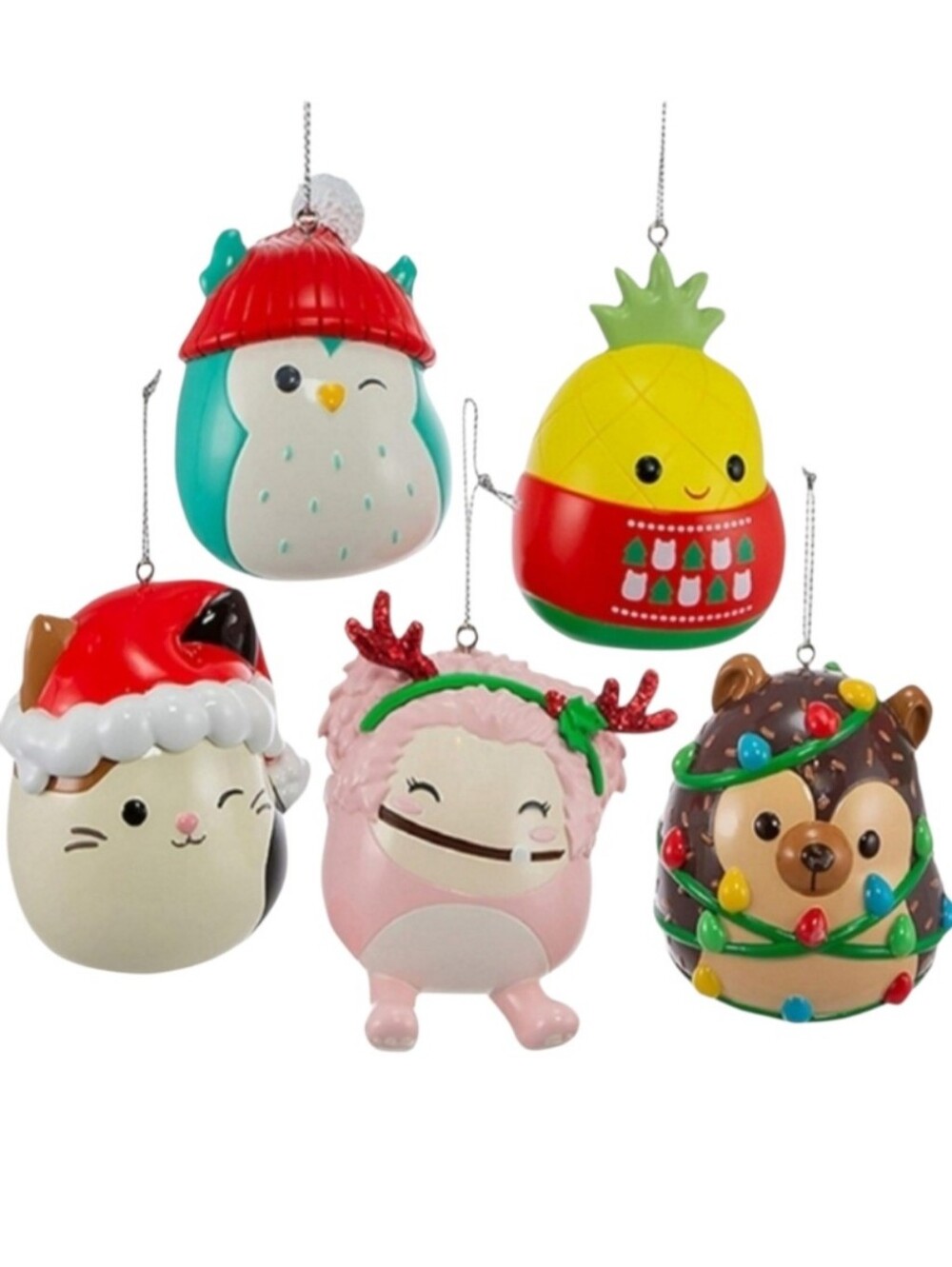 Squishmallows Blow Mold Ornaments Festive 5-Piece Set By Kurt Adler